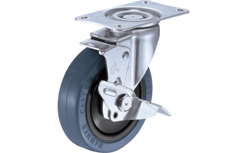 HAMMER CASTER 錘牌 靜系列E型自在SP付橡膠車(chē)100mm